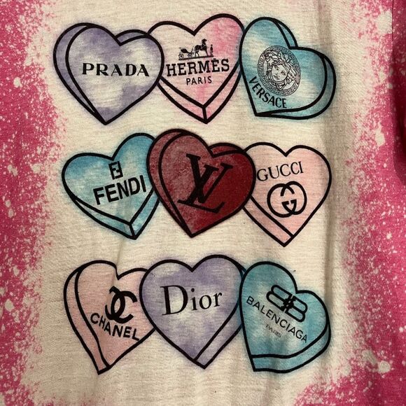 Rare & Collectible Pink Multi Brand Designer Logos Customized Shirt Sz-S - Picture 2 of 4